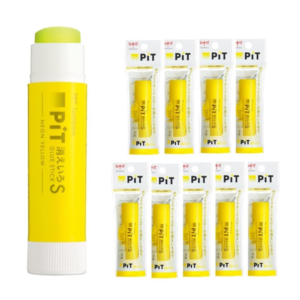 Amazon | トンボ鉛筆 スティックのり 消え色ピット S ネオンイエロー